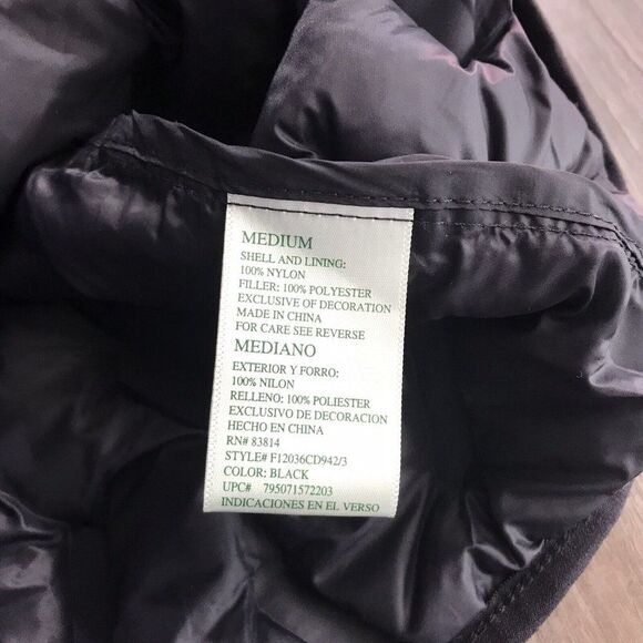 Tangerine Womens Puffer Vest Black Full Zip Packable Pockets Active Wear Medium - Picture 9 of 12